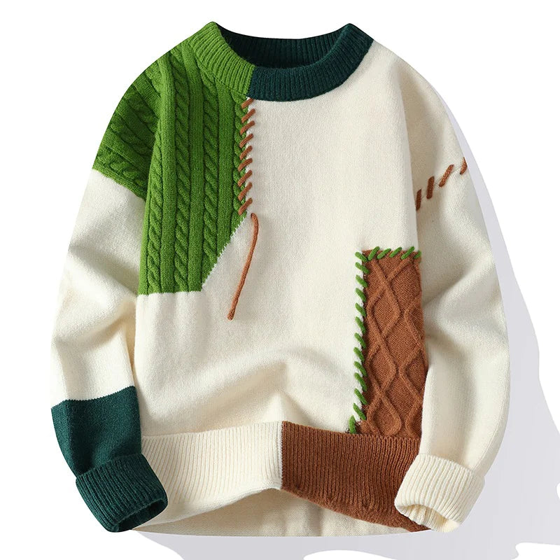 Contrast Patchwork Sweater
