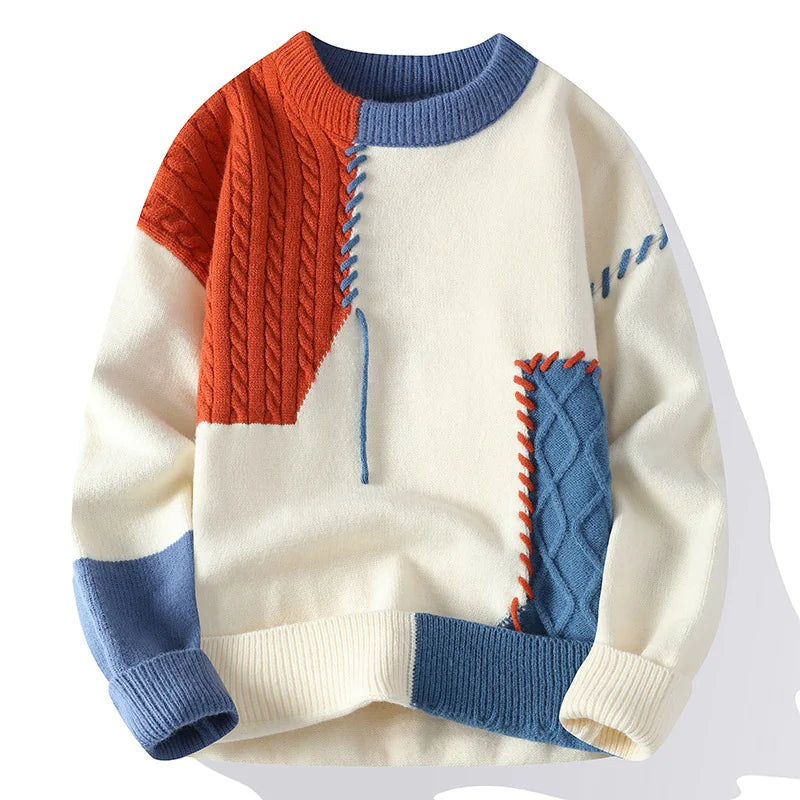 Contrast Patchwork Sweater