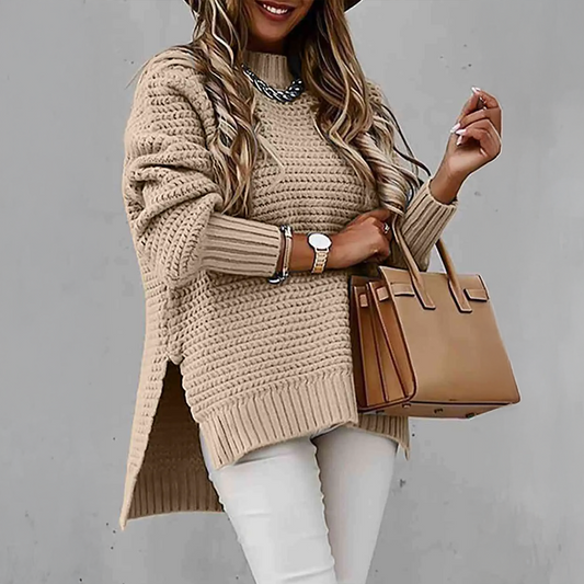 Round Neck Slit Sweater