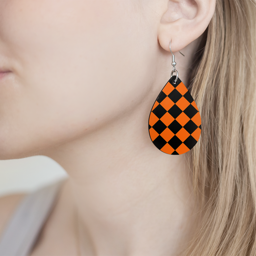 Checkered Earrings (BLK/OR)