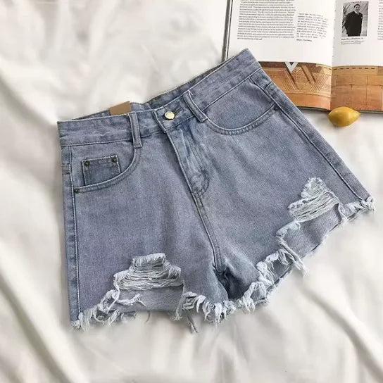 Denim Ripped Jean Shorts