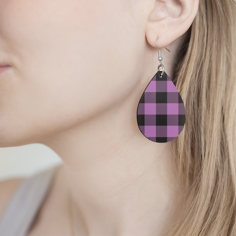 Plaid Purple Earrings