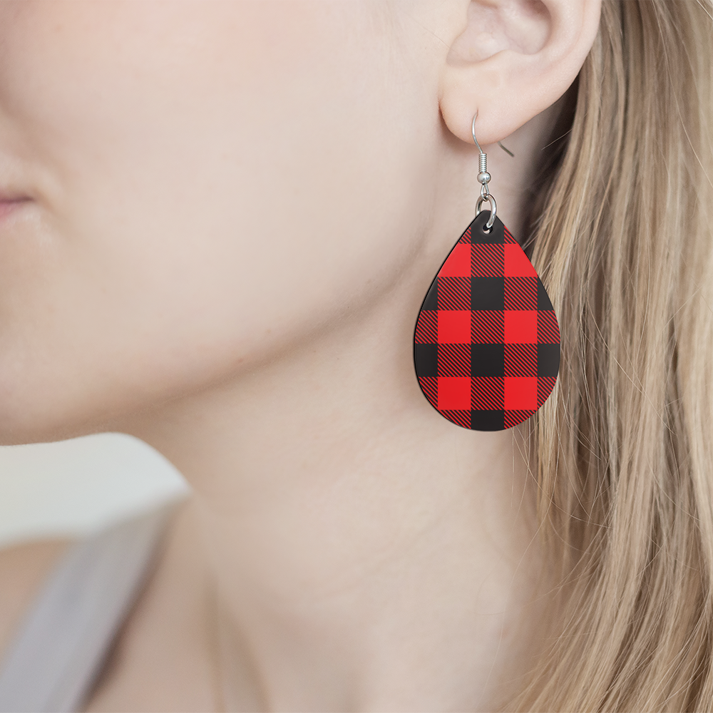 Plaid Red Earrings