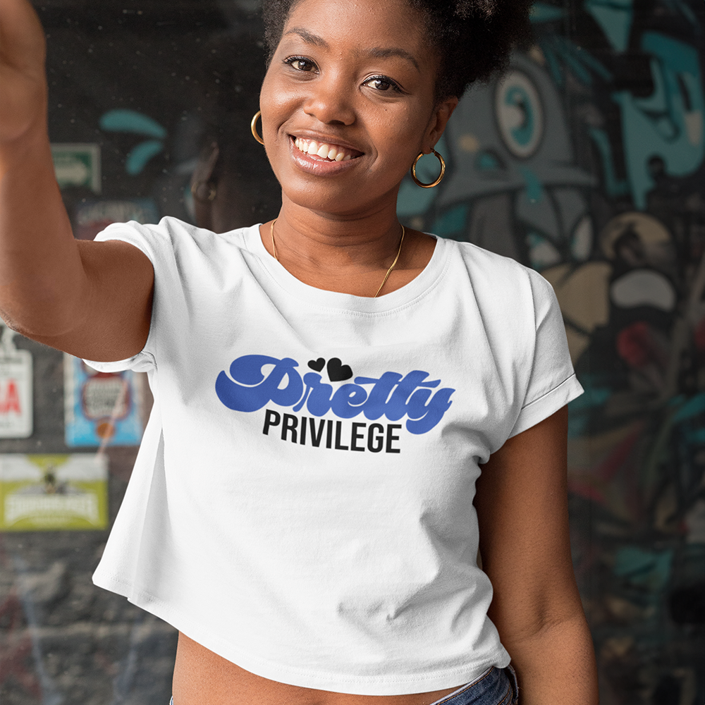 Pretty Privilege Crop Tee (Blk/Blu)