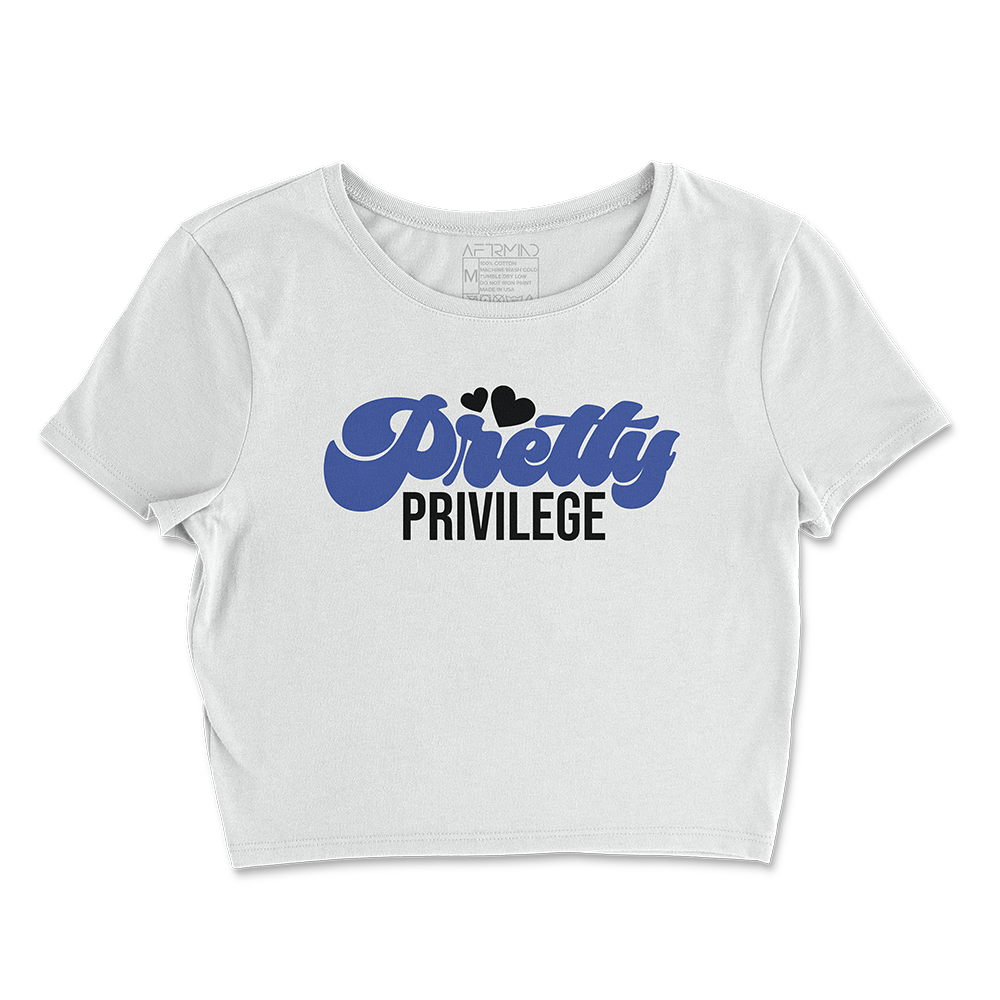 Pretty Privilege Crop Tee (Blk/Blu)