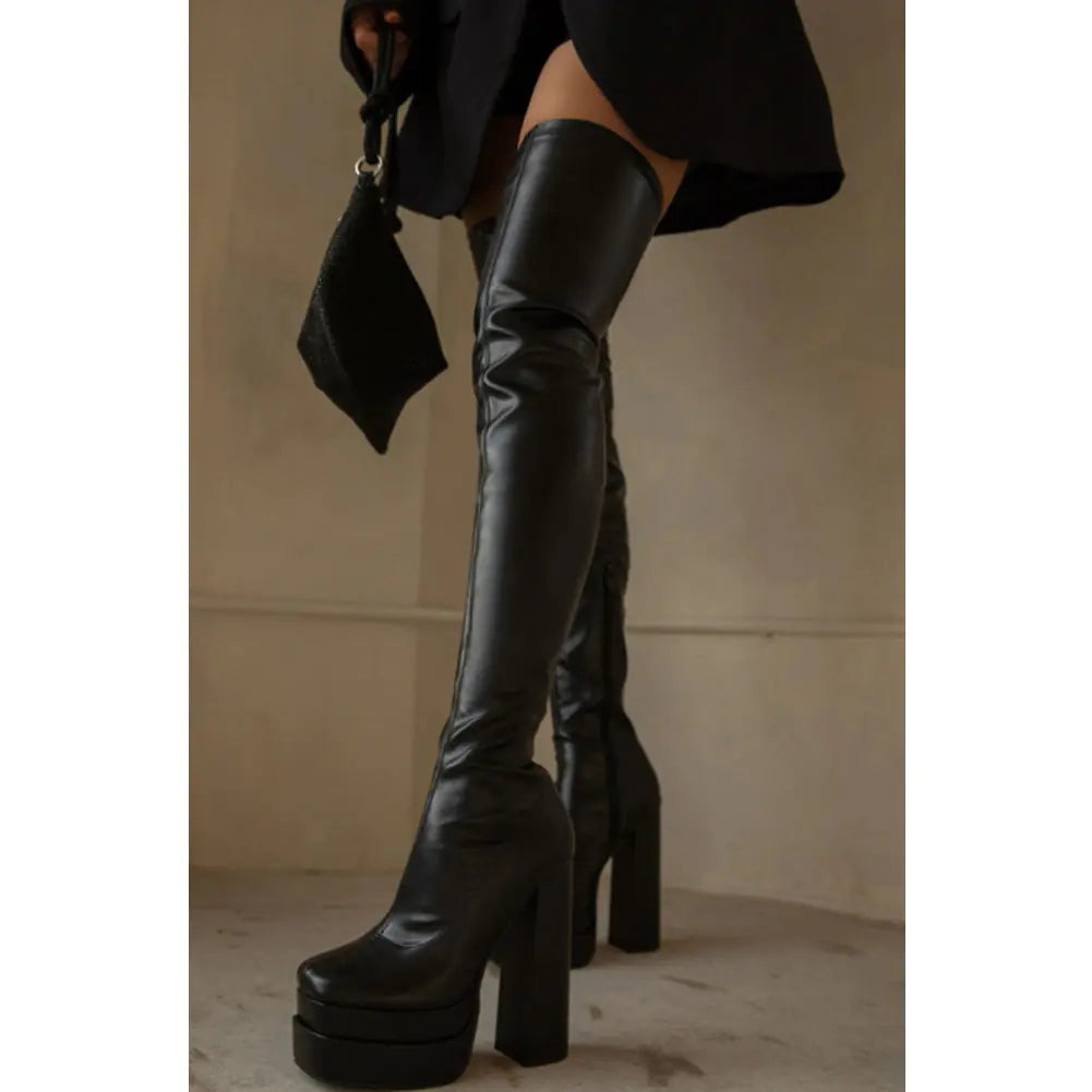 Platform High Heeled Over The Knee Boots