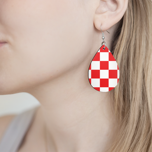 Checkered (RED/WH) Earrings