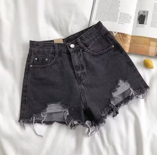 Denim Ripped Jean Shorts