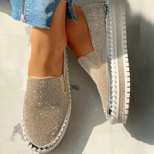 Rhinestone Crepe Slip-Ons