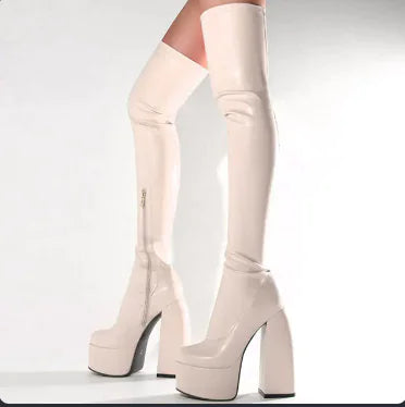 Platform High Heeled Over The Knee Boots